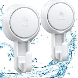 Suction Hooks Powerful Vacuum Suction Cup Hooks Heavy Duty For Shower Waterproof Suction Hanger For Bathroom Kitchen Towel, Robe, Loofah Removable And Reusable For Bags Coat  2 Pack